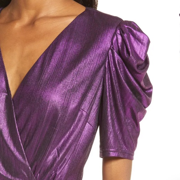 Adelyn Rae Ruiza Metallic Puff Sleeve Mini Dress - Picture 4 of 15